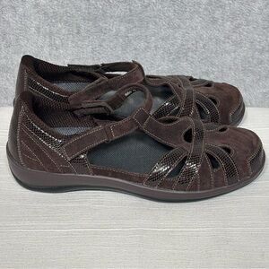 Orthofeet Juno Mary Jane Sandals Shoes-Chocolate Brown Suede/Leather-Women 9.5